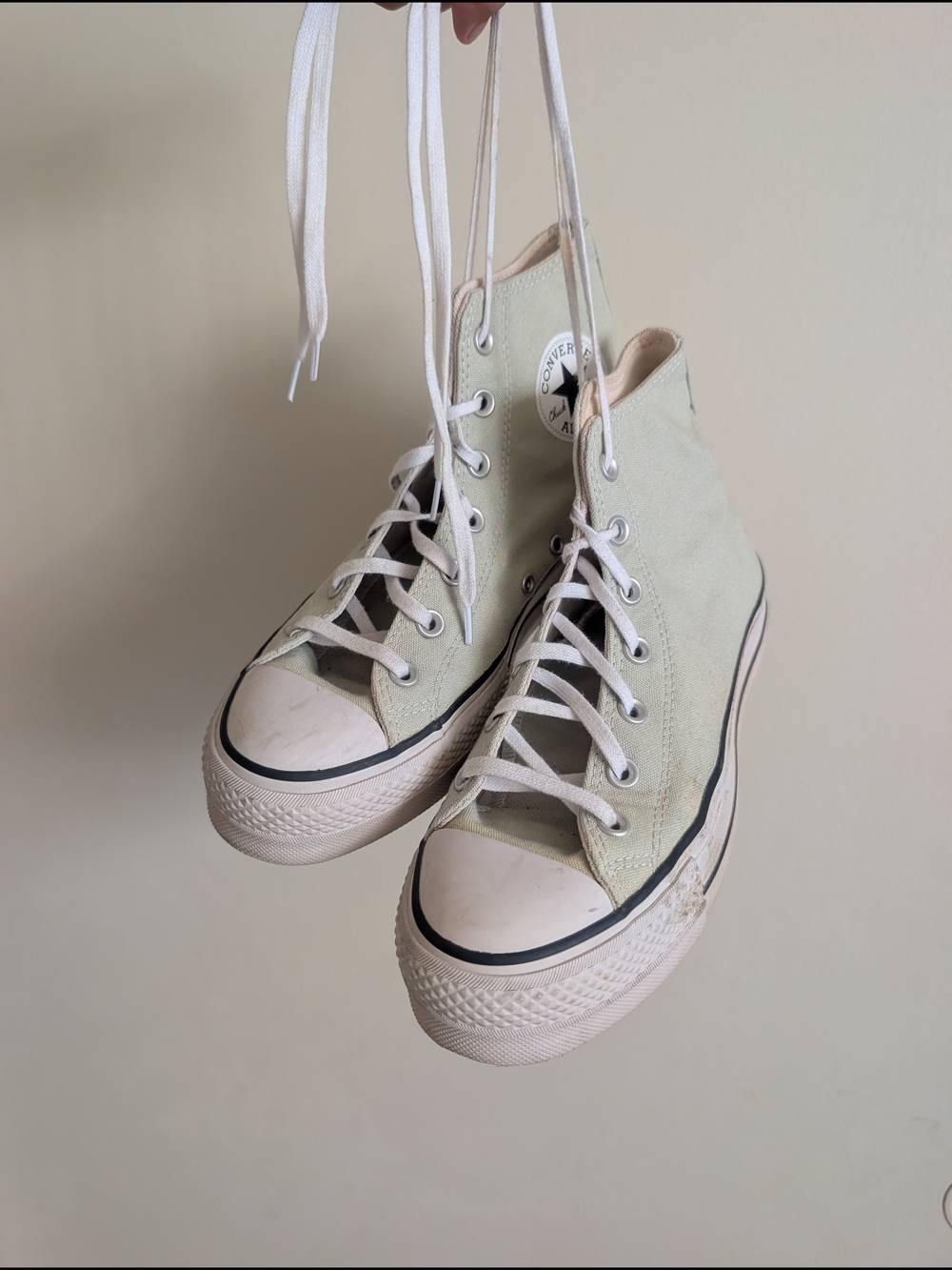 Converse High Top Sneakers in Pale Sage Green - Picture 2 of 8